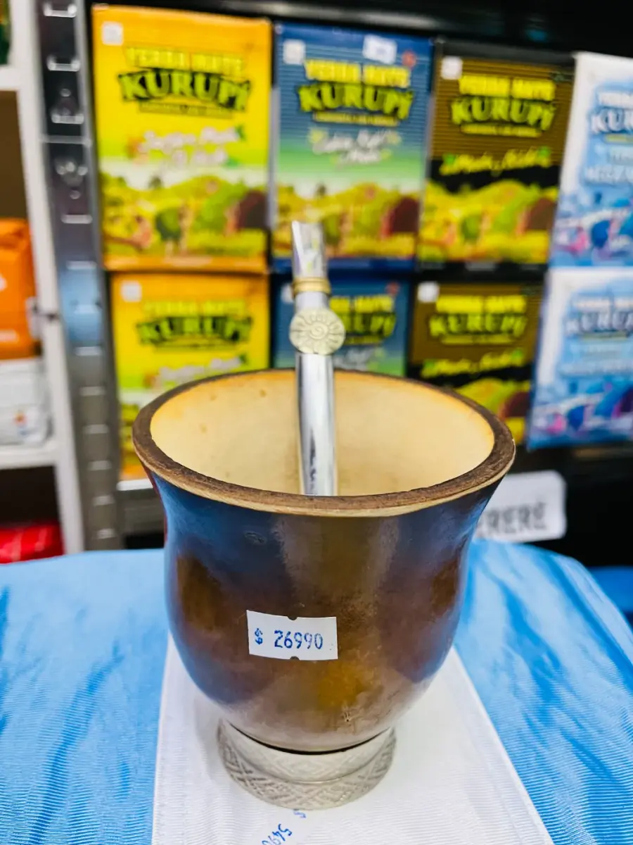 Mate Calabaza Uuguaya Con Base Metalica con Madera