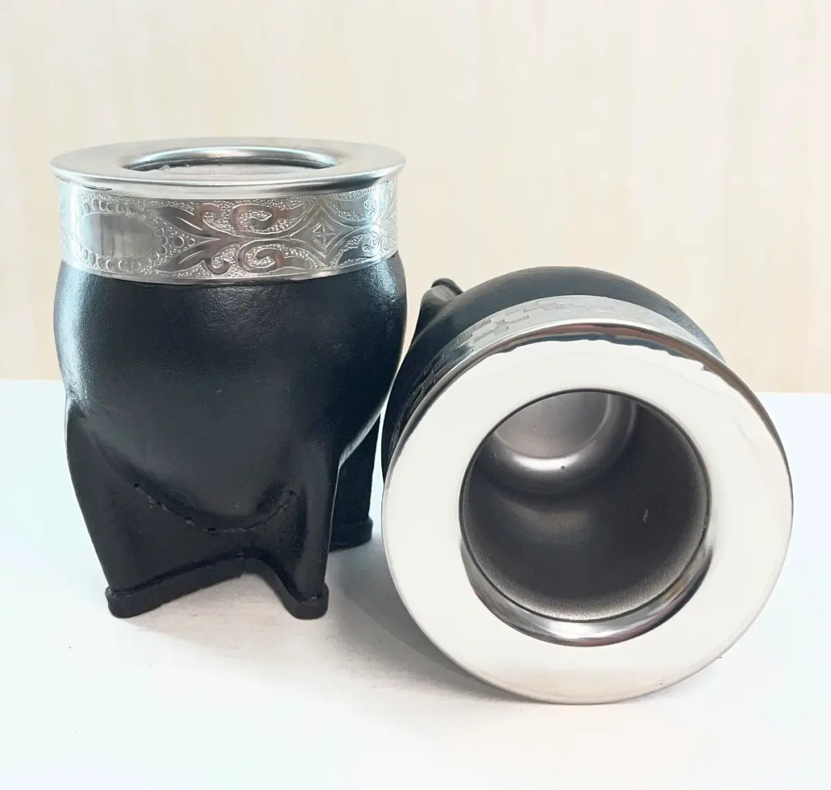 Mate Imperial Interior Acero Inox./ Forrado en Cuero Virola y Fleje de Acero