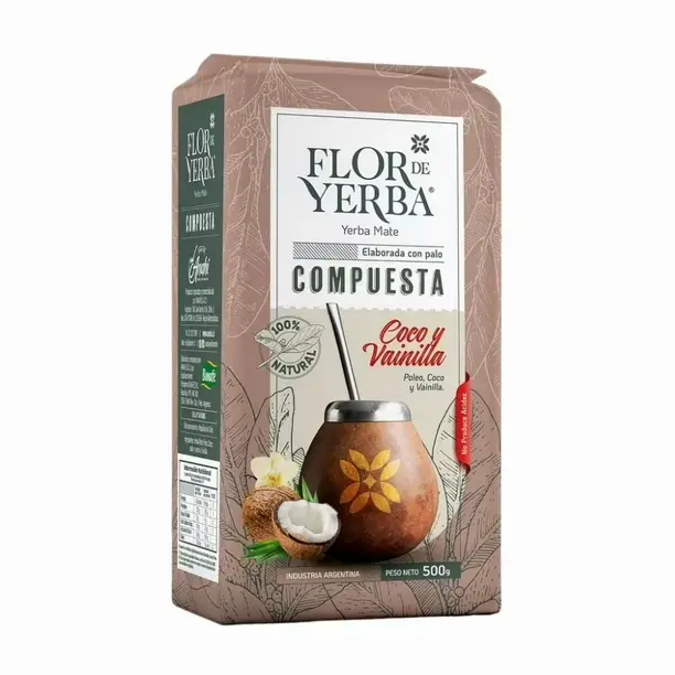 Flor de Yerba Yerba Mate Compuesta Coco y Vainilla 500 gr