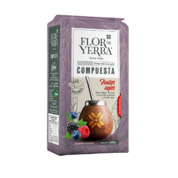 Yerba Mate Flor de Yerba Frutos Rojos 500 Grs