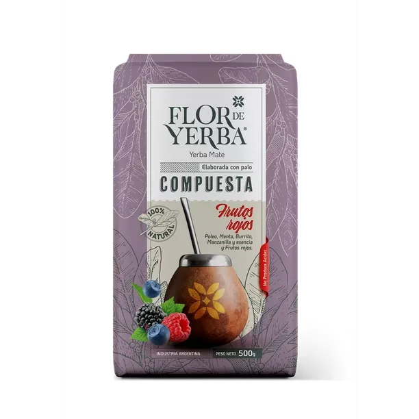 Yerba Mate Flor de Yerba Frutos Rojos 500 grs