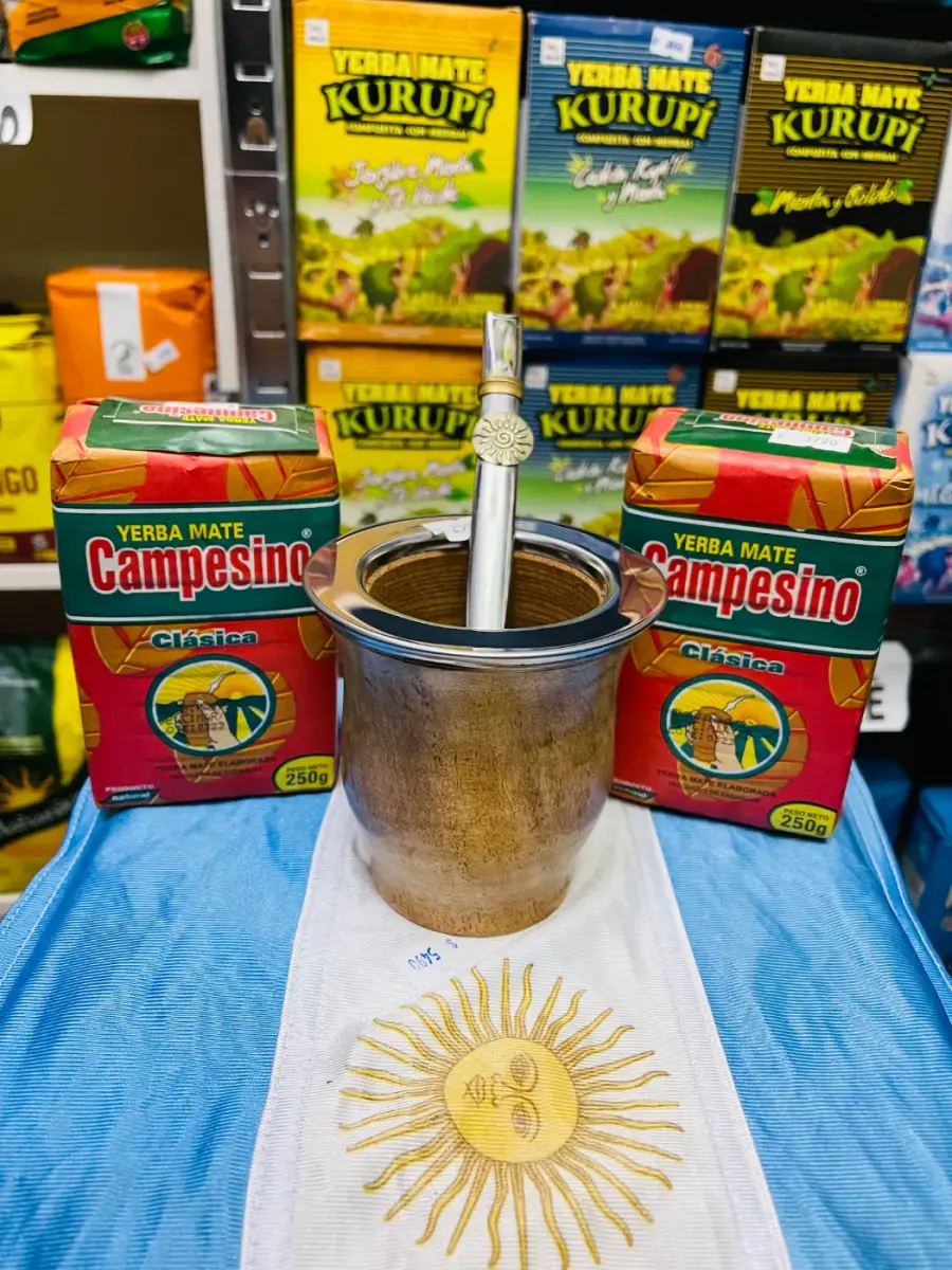 Mate Camionero Algarrobo Virola Acero cincelada