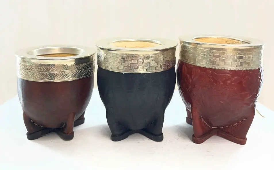Mate Imperial de Calabaza Forrado en Cuero Virola y Fleje de Alpaca Premium