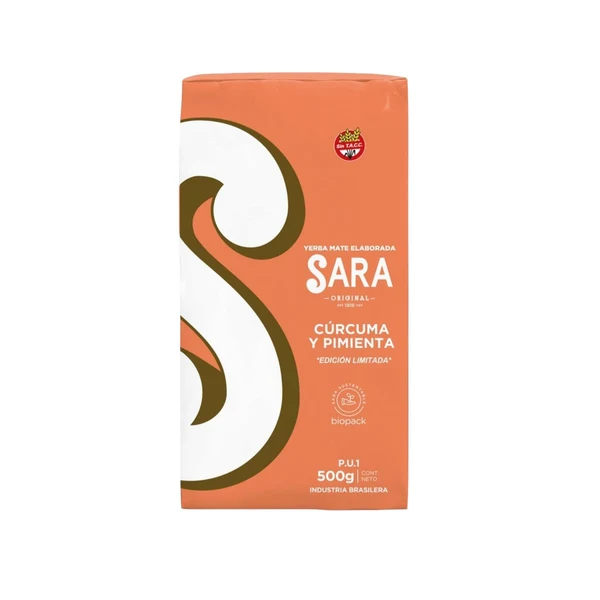 Yerba mate Sara Cúrcuma pimienta 500 grs